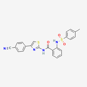 molecular formula C24H18N4O3S2 B2663812 N-[4-(4-cyanophenyl)-1,3-thiazol-2-yl]-2-(4-methylbenzenesulfonamido)benzamide CAS No. 330190-16-4