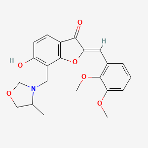 B2663858 (Z)-2-(2,3-dimethoxybenzylidene)-6-hydroxy-7-((4-methyloxazolidin-3-yl)methyl)benzofuran-3(2H)-one CAS No. 1043390-12-0