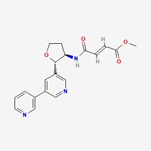 molecular formula C19H19N3O4 B2663874 Methyl (E)-4-oxo-4-[[(2S,3R)-2-(5-pyridin-3-ylpyridin-3-yl)oxolan-3-yl]amino]but-2-enoate CAS No. 2411181-06-9