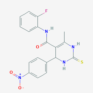 molecular formula C18H15FN4O3S B2663916 N-(2-fluorophenyl)-6-methyl-4-(4-nitrophenyl)-2-thioxo-1,2,3,4-tetrahydropyrimidine-5-carboxamide CAS No. 694463-19-9