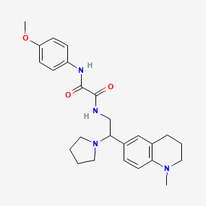 molecular formula C25H32N4O3 B2663954 N'-(4-methoxyphenyl)-N-[2-(1-methyl-1,2,3,4-tetrahydroquinolin-6-yl)-2-(pyrrolidin-1-yl)ethyl]ethanediamide CAS No. 921923-90-2