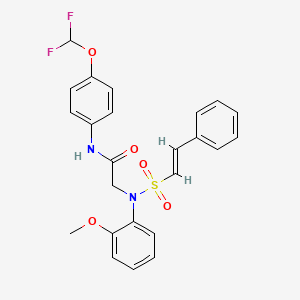 molecular formula C24H22F2N2O5S B2663966 N-[4-(difluoromethoxy)phenyl]-2-(2-methoxy-N-[(E)-2-phenylethenyl]sulfonylanilino)acetamide CAS No. 1090016-34-4