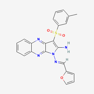 (E)-N1-(furan-2-ylmethylene)-3-(m-tolylsulfonyl)-1H-pyrrolo[2,3-b]quinoxaline-1,2-diamine