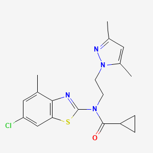 N-(6-chloro-4-methylbenzo[d]thiazol-2-yl)-N-(2-(3,5-dimethyl-1H-pyrazol-1-yl)ethyl)cyclopropanecarboxamide