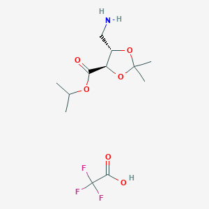molecular formula C12H20F3NO6 B2664019 Propan-2-yl (4R,5S)-5-(aminomethyl)-2,2-dimethyl-1,3-dioxolane-4-carboxylate;2,2,2-trifluoroacetic acid CAS No. 2219372-14-0