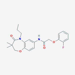 molecular formula C22H25FN2O4 B2664020 N-(3,3-dimethyl-4-oxo-5-propyl-2,3,4,5-tetrahydrobenzo[b][1,4]oxazepin-7-yl)-2-(2-fluorophenoxy)acetamide CAS No. 921864-78-0