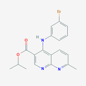 molecular formula C19H18BrN3O2 B2664035 propan-2-yl 4-[(3-bromophenyl)amino]-7-methyl-1,8-naphthyridine-3-carboxylate CAS No. 1251672-24-8
