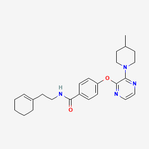 molecular formula C25H32N4O2 B2664044 N-[2-(cyclohex-1-en-1-yl)ethyl]-4-{[3-(4-methylpiperidin-1-yl)pyrazin-2-yl]oxy}benzamide CAS No. 1116074-21-5