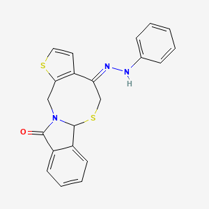 molecular formula C21H17N3OS2 B2664055 (8Z)-8-(phenylhydrazinylidene)-4,10-dithia-1-azatetracyclo[9.7.0.03,7.012,17]octadeca-3(7),5,12,14,16-pentaen-18-one CAS No. 866008-43-7