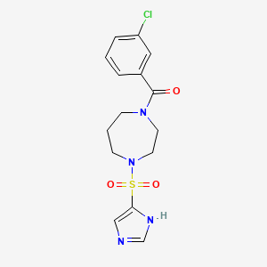 molecular formula C15H17ClN4O3S B2664062 (4-((1H-imidazol-4-yl)sulfonyl)-1,4-diazepan-1-yl)(3-chlorophenyl)methanone CAS No. 1904111-15-4