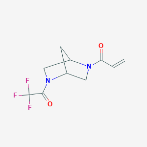 molecular formula C10H11F3N2O2 B2664075 1-[5-(2,2,2-Trifluoroacetyl)-2,5-diazabicyclo[2.2.1]heptan-2-yl]prop-2-en-1-one CAS No. 2361638-08-4