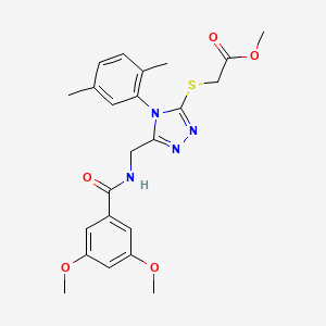 molecular formula C23H26N4O5S B2664088 methyl 2-[(5-{[(3,5-dimethoxyphenyl)formamido]methyl}-4-(2,5-dimethylphenyl)-4H-1,2,4-triazol-3-yl)sulfanyl]acetate CAS No. 689747-00-0
