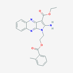 molecular formula C23H22N4O4 B266409 ethyl 2-amino-1-{2-[(2-methylbenzoyl)oxy]ethyl}-1H-pyrrolo[2,3-b]quinoxaline-3-carboxylate 