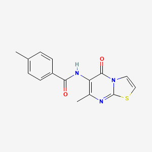 molecular formula C15H13N3O2S B2664097 4-methyl-N-{7-methyl-5-oxo-5H-[1,3]thiazolo[3,2-a]pyrimidin-6-yl}benzamide CAS No. 955260-14-7