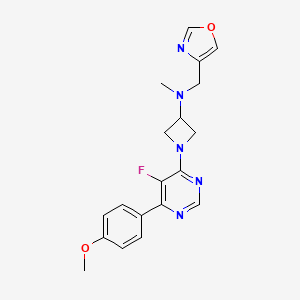 molecular formula C19H20FN5O2 B2664102 1-[5-fluoro-6-(4-methoxyphenyl)pyrimidin-4-yl]-N-methyl-N-[(1,3-oxazol-4-yl)methyl]azetidin-3-amine CAS No. 2380081-49-0