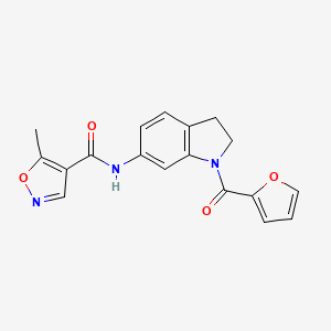 molecular formula C18H15N3O4 B2664105 N-(1-(furan-2-carbonyl)indolin-6-yl)-5-methylisoxazole-4-carboxamide CAS No. 1428367-35-4