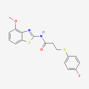 molecular formula C17H15FN2O2S2 B2664147 3-((4-fluorophenyl)thio)-N-(4-methoxybenzo[d]thiazol-2-yl)propanamide CAS No. 896350-18-8