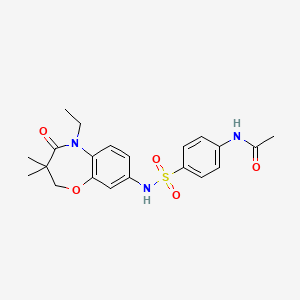 molecular formula C21H25N3O5S B2664164 N-(4-(N-(5-ethyl-3,3-dimethyl-4-oxo-2,3,4,5-tetrahydrobenzo[b][1,4]oxazepin-8-yl)sulfamoyl)phenyl)acetamide CAS No. 922093-70-7