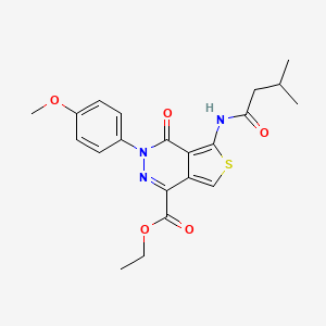 molecular formula C21H23N3O5S B2664174 ethyl 3-(4-methoxyphenyl)-5-(3-methylbutanamido)-4-oxo-3H,4H-thieno[3,4-d]pyridazine-1-carboxylate CAS No. 851951-55-8