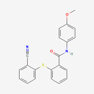 molecular formula C21H16N2O2S B2664196 2-[(2-cyanophenyl)sulfanyl]-N-(4-methoxyphenyl)benzamide CAS No. 477885-77-1