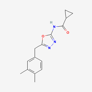 molecular formula C15H17N3O2 B2664212 N-(5-(3,4-dimethylbenzyl)-1,3,4-oxadiazol-2-yl)cyclopropanecarboxamide CAS No. 1172975-09-5