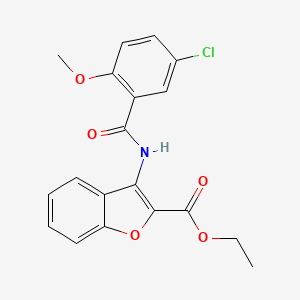 molecular formula C19H16ClNO5 B2664232 Ethyl 3-(5-chloro-2-methoxybenzamido)benzofuran-2-carboxylate CAS No. 887888-42-8