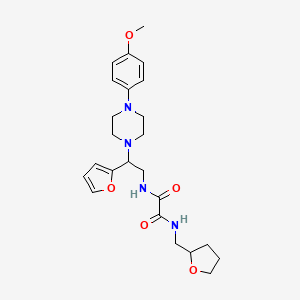 molecular formula C24H32N4O5 B2664267 N'-[2-(furan-2-yl)-2-[4-(4-methoxyphenyl)piperazin-1-yl]ethyl]-N-[(oxolan-2-yl)methyl]ethanediamide CAS No. 877634-24-7