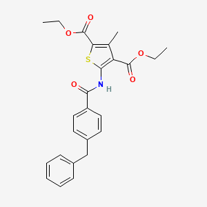 molecular formula C25H25NO5S B2664274 Diethyl 5-(4-benzylbenzamido)-3-methylthiophene-2,4-dicarboxylate CAS No. 392248-93-0