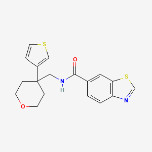 molecular formula C18H18N2O2S2 B2664276 N-((4-(thiophen-3-yl)tetrahydro-2H-pyran-4-yl)methyl)benzo[d]thiazole-6-carboxamide CAS No. 2320684-28-2