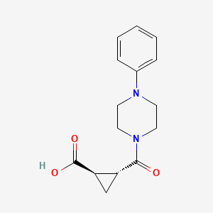 molecular formula C15H18N2O3 B2664284 (1R,2R)-2-(4-Phenylpiperazine-1-carbonyl)cyclopropane-1-carboxylic acid CAS No. 1820571-36-5