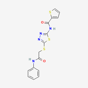 molecular formula C15H12N4O2S3 B2664289 N-(5-{[(PHENYLCARBAMOYL)METHYL]SULFANYL}-1,3,4-THIADIAZOL-2-YL)THIOPHENE-2-CARBOXAMIDE CAS No. 392290-77-6