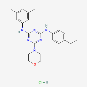 molecular formula C23H29ClN6O B2664313 N2-(3,5-dimethylphenyl)-N4-(4-ethylphenyl)-6-(morpholin-4-yl)-1,3,5-triazine-2,4-diamine hydrochloride CAS No. 1179403-59-8