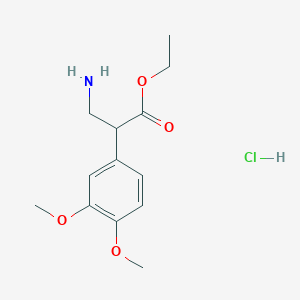 molecular formula C13H20ClNO4 B2664320 Ethyl 3-amino-2-(3,4-dimethoxyphenyl)propanoate hydrochloride CAS No. 16226-24-7