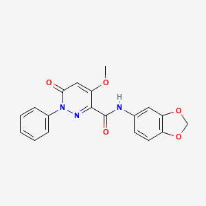 molecular formula C19H15N3O5 B2664328 N-(2H-1,3-benzodioxol-5-yl)-4-methoxy-6-oxo-1-phenyl-1,6-dihydropyridazine-3-carboxamide CAS No. 941948-38-5