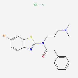 molecular formula C20H23BrClN3OS B2664330 N-(6-bromobenzo[d]thiazol-2-yl)-N-(3-(dimethylamino)propyl)-2-phenylacetamide hydrochloride CAS No. 1215398-19-8