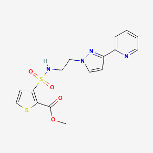 molecular formula C16H16N4O4S2 B2664359 methyl 3-({2-[3-(pyridin-2-yl)-1H-pyrazol-1-yl]ethyl}sulfamoyl)thiophene-2-carboxylate CAS No. 1448060-74-9