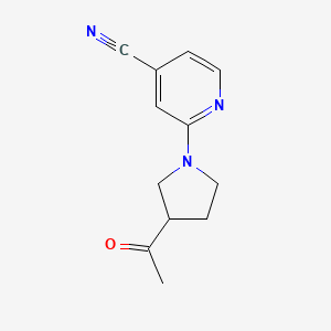 molecular formula C12H13N3O B2664374 2-(3-Acetylpyrrolidin-1-yl)isonicotinonitrile CAS No. 2034463-15-3