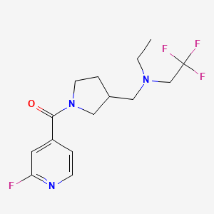 molecular formula C15H19F4N3O B2664383 [3-[[Ethyl(2,2,2-trifluoroethyl)amino]methyl]pyrrolidin-1-yl]-(2-fluoropyridin-4-yl)methanone CAS No. 1436101-91-5