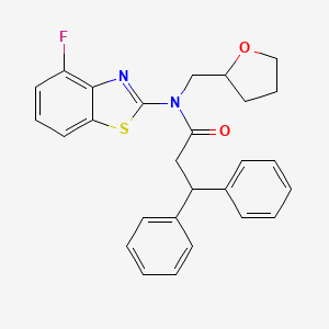 molecular formula C27H25FN2O2S B2664406 N-(4-fluoro-1,3-benzothiazol-2-yl)-N-[(oxolan-2-yl)methyl]-3,3-diphenylpropanamide CAS No. 1170138-82-5