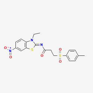 (E)-N-(3-ethyl-6-nitrobenzo[d]thiazol-2(3H)-ylidene)-3-tosylpropanamide