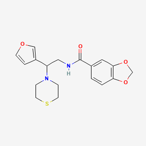 molecular formula C18H20N2O4S B2664434 N-(2-(furan-3-yl)-2-thiomorpholinoethyl)benzo[d][1,3]dioxole-5-carboxamide CAS No. 2034541-81-4