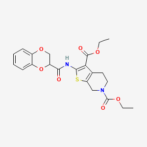 molecular formula C22H24N2O7S B2664463 diethyl 2-(2,3-dihydrobenzo[b][1,4]dioxine-2-carboxamido)-4,5-dihydrothieno[2,3-c]pyridine-3,6(7H)-dicarboxylate CAS No. 864926-79-4