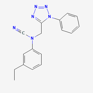molecular formula C17H16N6 B2664464 N-cyano-3-ethyl-N-[(1-phenyl-1H-1,2,3,4-tetrazol-5-yl)methyl]aniline CAS No. 1427678-33-8