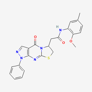 molecular formula C23H21N5O3S B2664481 N-(2-methoxy-5-methylphenyl)-2-(4-oxo-1-phenyl-1,4,6,7-tetrahydropyrazolo[3,4-d]thiazolo[3,2-a]pyrimidin-6-yl)acetamide CAS No. 946381-59-5
