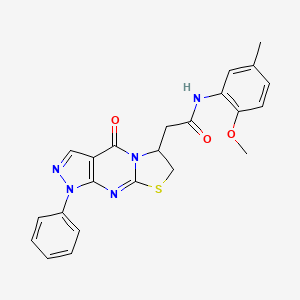 B2664481 N-(2-methoxy-5-methylphenyl)-2-(4-oxo-1-phenyl-1,4,6,7-tetrahydropyrazolo[3,4-d]thiazolo[3,2-a]pyrimidin-6-yl)acetamide CAS No. 946381-59-5