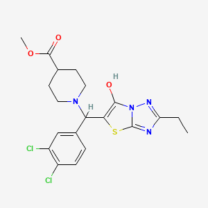 Methyl 1-((3,4-dichlorophenyl)(2-ethyl-6-hydroxythiazolo[3,2-b][1,2,4]triazol-5-yl)methyl)piperidine-4-carboxylate