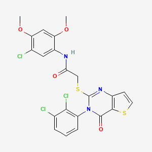 molecular formula C22H16Cl3N3O4S2 B2664486 N-(5-chloro-2,4-dimethoxyphenyl)-2-((3-(2,3-dichlorophenyl)-4-oxo-3,4-dihydrothieno[3,2-d]pyrimidin-2-yl)thio)acetamide CAS No. 1798662-88-0