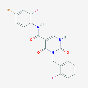 molecular formula C18H12BrF2N3O3 B2664523 N-(4-bromo-2-fluorophenyl)-3-(2-fluorobenzyl)-2,4-dioxo-1,2,3,4-tetrahydropyrimidine-5-carboxamide CAS No. 1396881-21-2