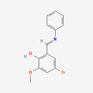 molecular formula C14H12BrNO2 B2664559 4-Bromo-2-methoxy-6-[(phenylimino)methyl]benzenol CAS No. 7396-67-0