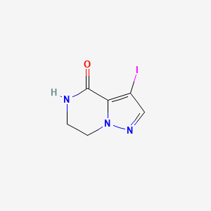 molecular formula C6H6IN3O B2664586 3-iodo-4H,5H,6H,7H-pyrazolo[1,5-a]pyrazin-4-one CAS No. 1639901-82-8